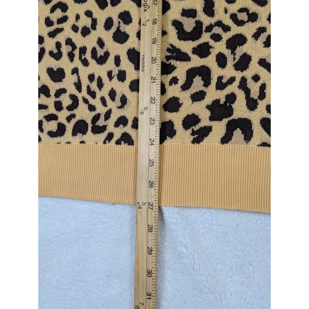 Simply Southern Leopard Print Crewneck Sweater Tan Black XXL Safari Layering